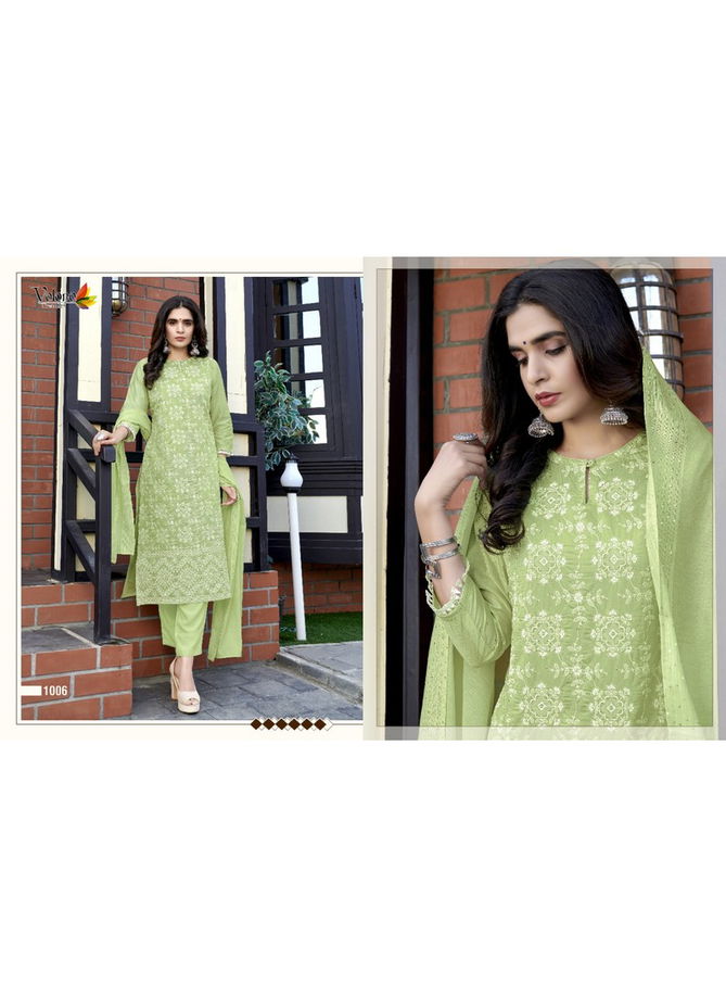 Volono Schiffli 2 Latest Fancy Lakhnavi Work ON 100% Viscose Chanderi With Enar Heavy Rayon With Weaving Sequence Designer Embroidery  Kurti With Bottom Collection